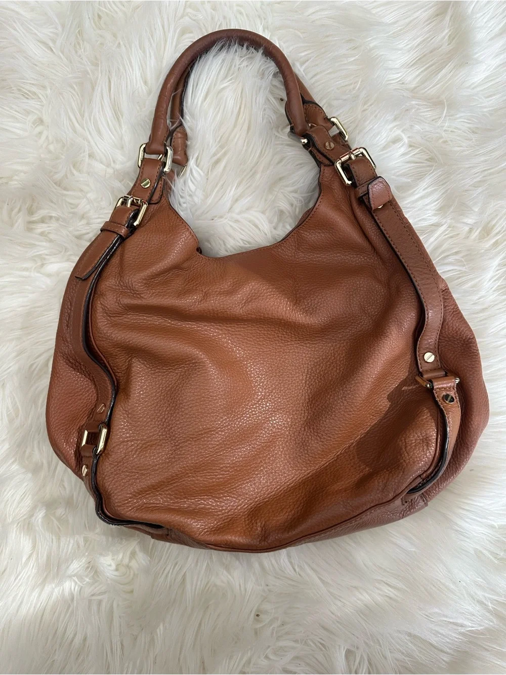 Michael Kors Cognac Pebbled Leather Shoulder Bag